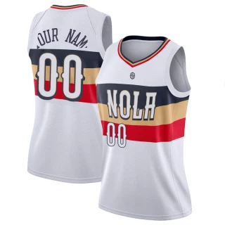 Women's Custom New Orleans Pelicans White Swingman Custom 2018/19 Jersey - Earned Edition