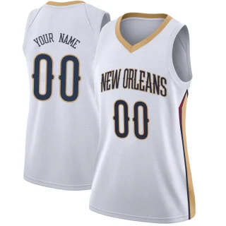 Women's Custom New Orleans Pelicans White Swingman Custom Jersey - Association Edition