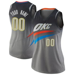 Women's Custom Oklahoma City Thunder Gray Swingman Custom Jersey - City Edition