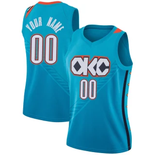 Women's Custom Oklahoma City Thunder Swingman Custom Turquoise 2018/19 Jersey - City Edition