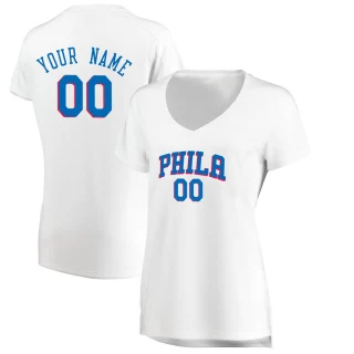 Women's Custom Philadelphia 76ers White Fast Break Custom Jersey - Association Edition