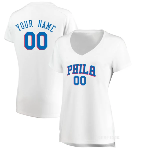 Women's Custom Philadelphia 76ers White Fast Break Custom Jersey - Association Edition