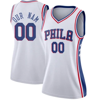 Women's Custom Philadelphia 76ers White Swingman Custom Jersey - Association Edition