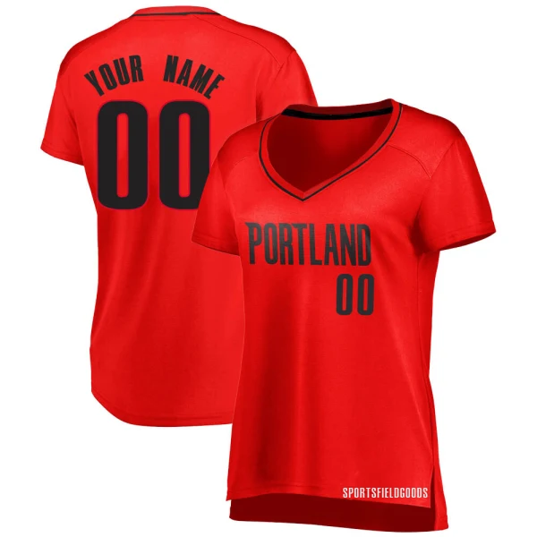 Women's Custom Portland Trail Blazers Red Fast Break Custom Jersey - Statement Edition