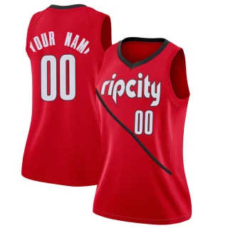 Women's Custom Portland Trail Blazers Red Swingman Custom 2018/19 Jersey - Earned Edition