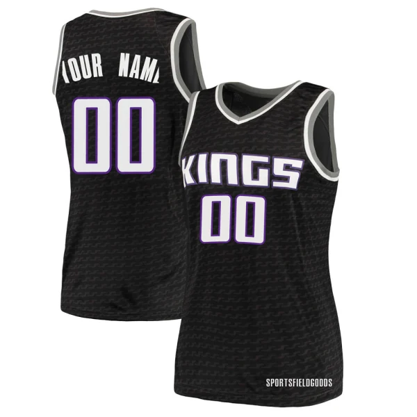 Women's Custom Sacramento Kings Black Swingman Custom Jersey - Statement Edition