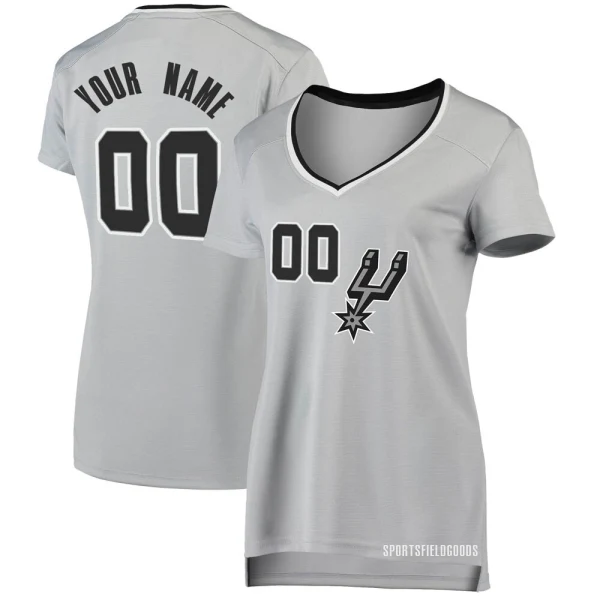 Women's Custom San Antonio Spurs Fast Break Custom Silver Jersey - Statement Edition