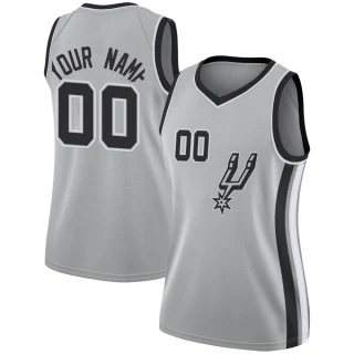 Women's Custom San Antonio Spurs Swingman Custom Silver Jersey - Statement Edition