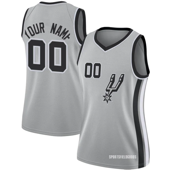 Women's Custom San Antonio Spurs Swingman Custom Silver Jersey - Statement Edition
