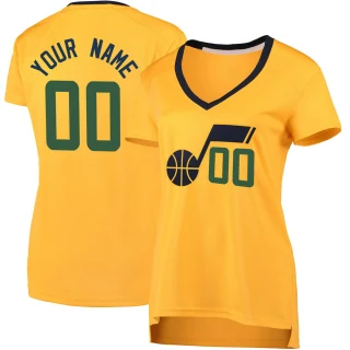 Women's Custom Utah Jazz Gold Fast Break Custom Jersey - Statement Edition
