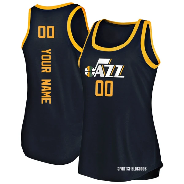 Women's Custom Utah Jazz Navy Fast Break Custom Tank Jersey - Icon Edition