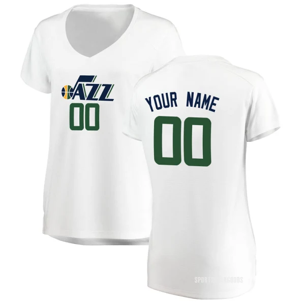 Women's Custom Utah Jazz White Fast Break Custom Jersey - Association Edition