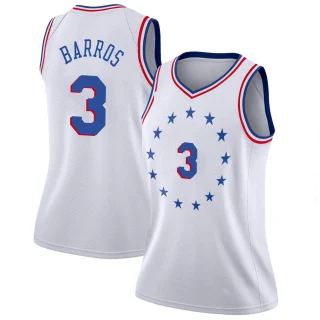 Women's Dana Barros Philadelphia 76ers White Swingman 2018/19 Jersey - Earned Edition