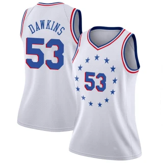 Women's Darryl Dawkins Philadelphia 76ers White Swingman 2018/19 Jersey - Earned Edition