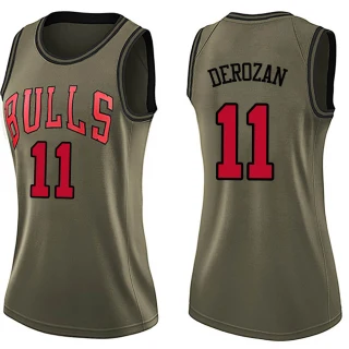 Women's DeMar DeRozan Chicago Bulls Green Swingman Salute to Service Jersey