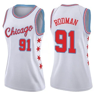 Women's Dennis Rodman Chicago Bulls White Swingman Jersey - City Edition