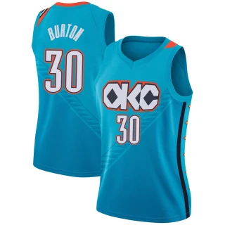 Women's Deonte Burton Oklahoma City Thunder Swingman Turquoise 2018/19 Jersey - City Edition