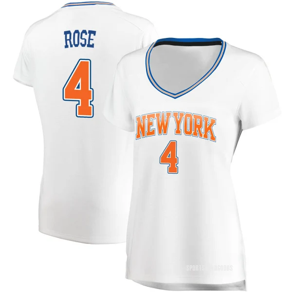 Women's Derrick Rose New York Knicks White Fast Break Jersey - Statement Edition