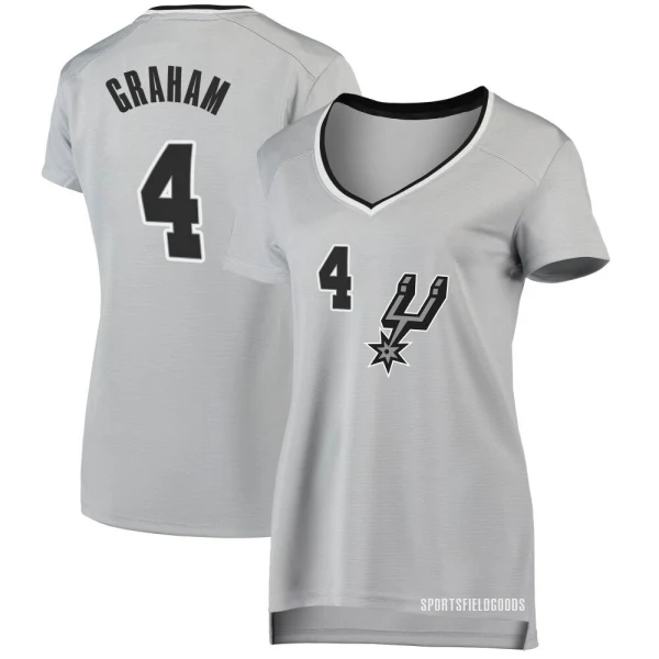 Women's Devonte' Graham San Antonio Spurs Fast Break Silver Jersey - Statement Edition