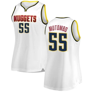 Women's Dikembe Mutombo Denver Nuggets White Fast Break 2018/19 Jersey - Association Edition