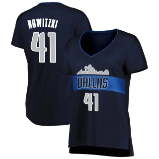 Women's Dirk Nowitzki Dallas Mavericks Navy Fast Break Jersey - Statement Edition