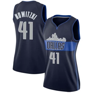 Women's Dirk Nowitzki Dallas Mavericks Navy Swingman Jersey - Statement Edition