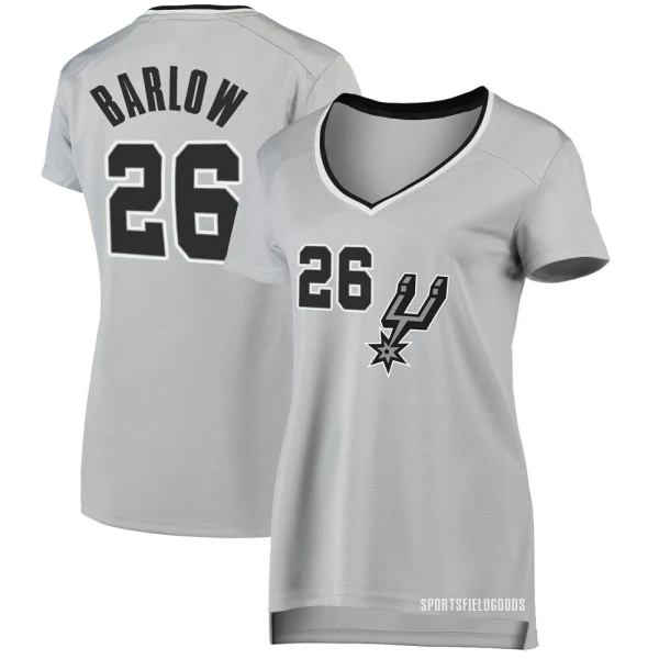 Women's Dominick Barlow San Antonio Spurs Fast Break Silver Jersey - Statement Edition