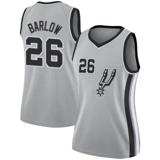 Women's Dominick Barlow San Antonio Spurs Swingman Silver Jersey - Statement Edition