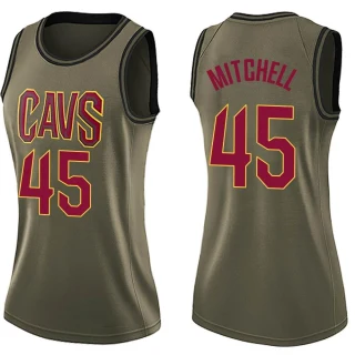 Women's Donovan Mitchell Cleveland Cavaliers Green Swingman Salute to Service Jersey