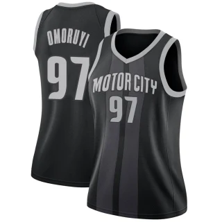 Women's Eugene Omoruyi Detroit Pistons Black Swingman 2018/19 Jersey - City Edition