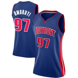 Women's Eugene Omoruyi Detroit Pistons Blue Swingman Jersey - Icon Edition