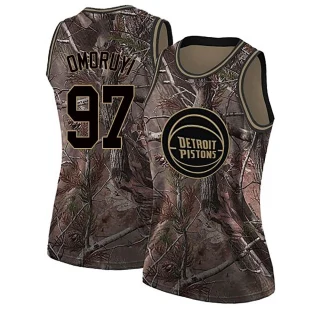 Women's Eugene Omoruyi Detroit Pistons Camo Swingman Realtree Collection Jersey