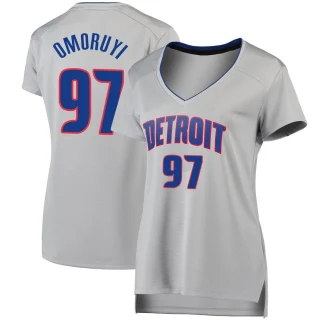 Women's Eugene Omoruyi Detroit Pistons Fast Break Silver Jersey - Statement Edition