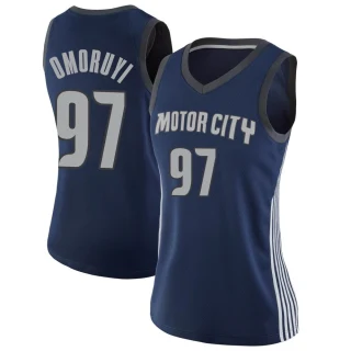 Women's Eugene Omoruyi Detroit Pistons Navy Swingman Jersey - City Edition