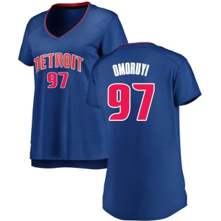 Women's Eugene Omoruyi Detroit Pistons Royal Fast Break Jersey - Icon Edition