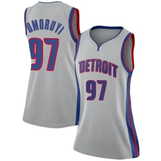 Women's Eugene Omoruyi Detroit Pistons Swingman Silver Jersey - Statement Edition