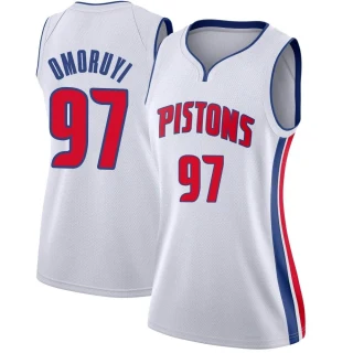 Women's Eugene Omoruyi Detroit Pistons White Swingman Jersey - Association Edition
