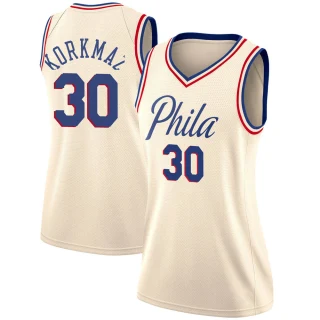 Women's Furkan Korkmaz Philadelphia 76ers Cream Swingman Jersey - City Edition