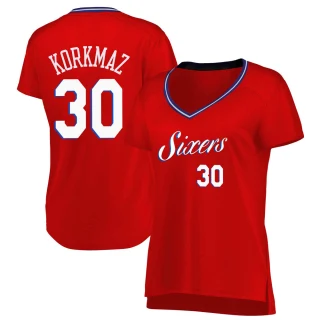 Women's Furkan Korkmaz Philadelphia 76ers Red Fast Break Jersey - Statement Edition