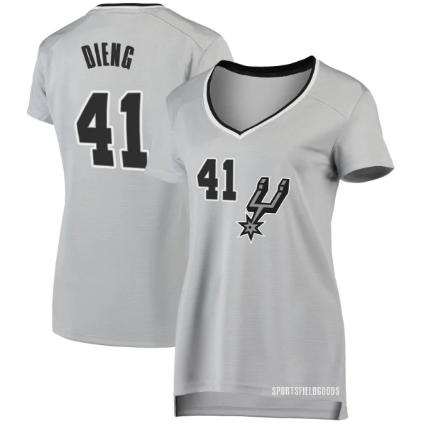 Women's Gorgui Dieng San Antonio Spurs Fast Break Silver Jersey - Statement Edition