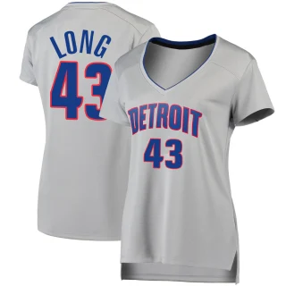 Women's Grant Long Detroit Pistons Fast Break Silver Jersey - Statement Edition