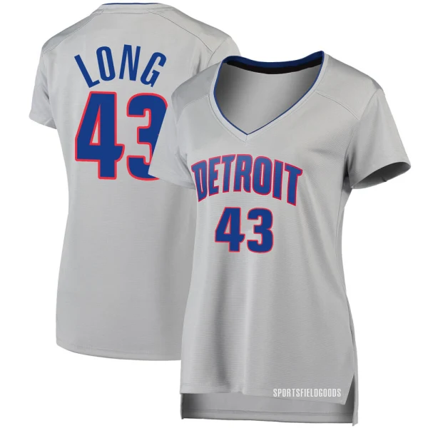 Women's Grant Long Detroit Pistons Fast Break Silver Jersey - Statement Edition