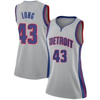 Women's Grant Long Detroit Pistons Swingman Silver Jersey - Statement Edition