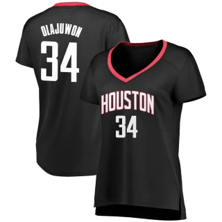 Women's Hakeem Olajuwon Houston Rockets Black Fast Break Jersey - Statement Edition