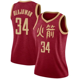Women's Hakeem Olajuwon Houston Rockets Red Swingman 2018/19 Jersey - City Edition