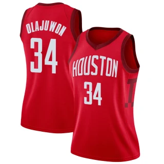 Women's Hakeem Olajuwon Houston Rockets Red Swingman 2018/19 Jersey - Earned Edition
