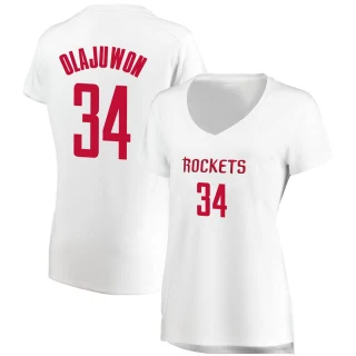 Women's Hakeem Olajuwon Houston Rockets White Fast Break Jersey - Association Edition