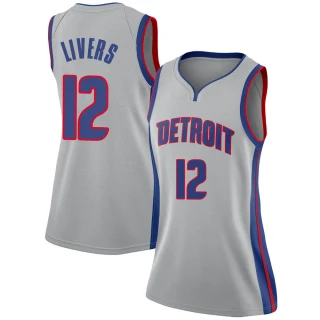 Women's Isaiah Livers Detroit Pistons Swingman Silver Jersey - Statement Edition