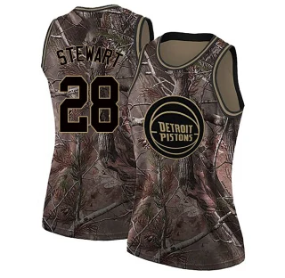 Women's Isaiah Stewart Detroit Pistons Camo Swingman Realtree Collection Jersey