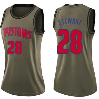 Women's Isaiah Stewart Detroit Pistons Green Swingman Salute to Service Jersey